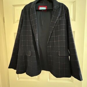 Draper James Navy Checkered Blazer